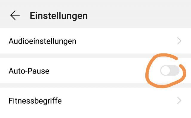 Auto pause aktivieren - Huawei Health App