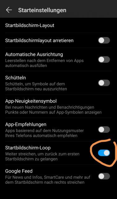 Startbildschirm Loop Huawei P20 Pro