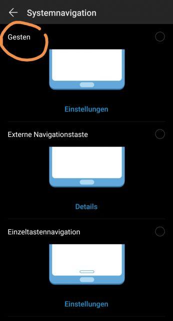 Auswahloptionen für Systemnavigation