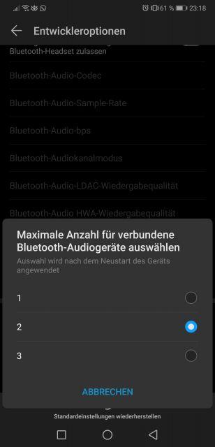 Bluetoothgeräte auf 3 stellen - Huawei P20 pro