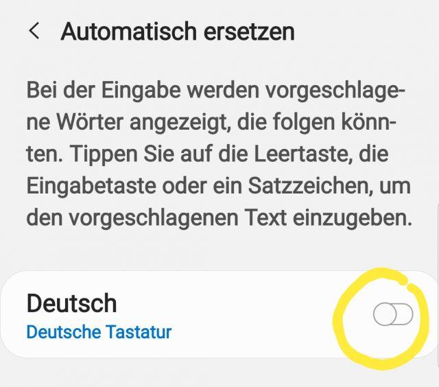 Automatisch ersetzen deaktivieren - Samsung Galaxy S10