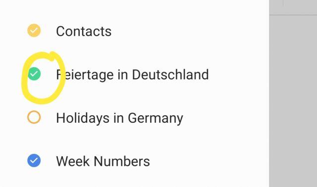 Feiertage anzeigen - Samsung Galaxy S10 Kalender