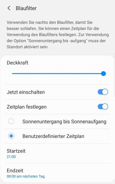 Blaulichtfilter Samsung Galaxy S10