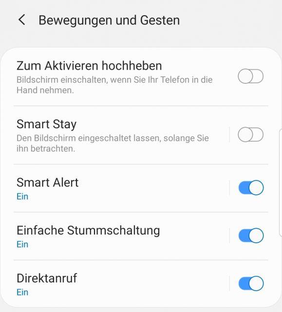 Umdrehen und stumm schalten - Geste Samsung Galaxy A40