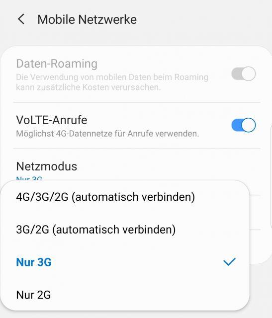 Netzmodus manuell auswählen - Samsung Galaxy S10
