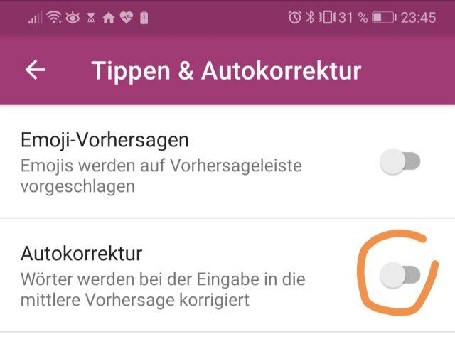 SwiftKey Autokorrektur deaktivieren