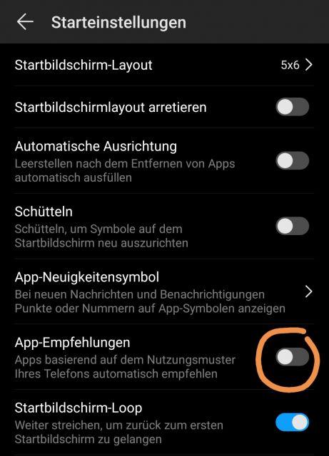 App Empfehlungen deaktivieren