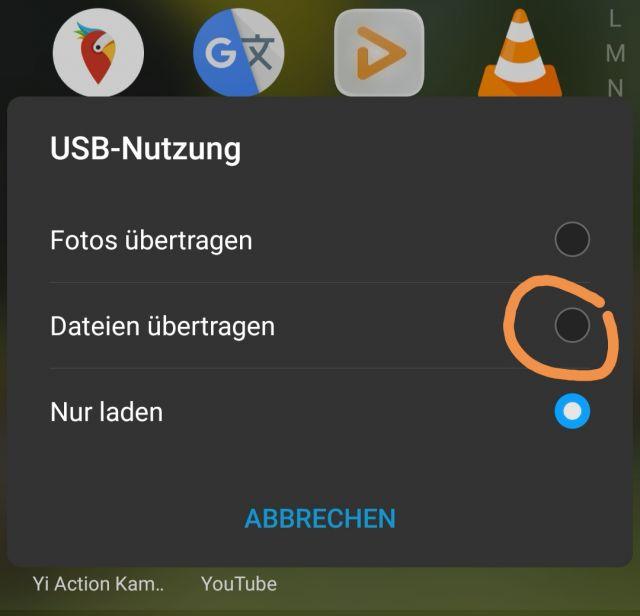 USB Modus in Android wählen