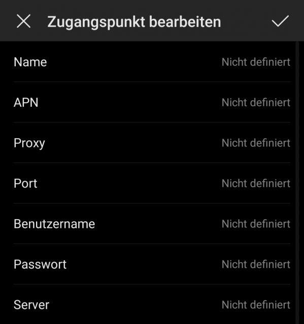 APN Zugangspunkt bearbeiten