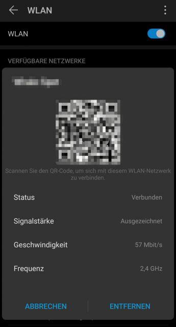 Wi-Fi Netzwerkschlüssel über QR Code - Huawei P30 Pro