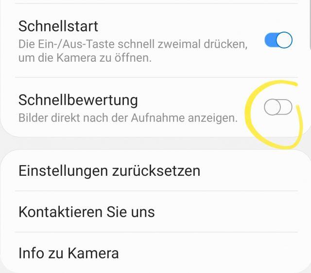 Schnellbewertung aktivieren Samsung Galaxy S10