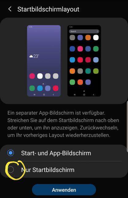 Nur Startbildschirm wie bei iPhone