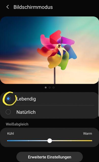 Displayfarben käftig einstellen - Samsung Galaxy S9