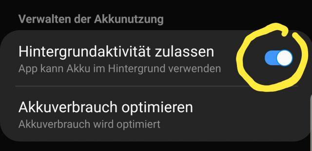 Hintergrundaktivität einer App zulasen - Samsung Galaxy S10