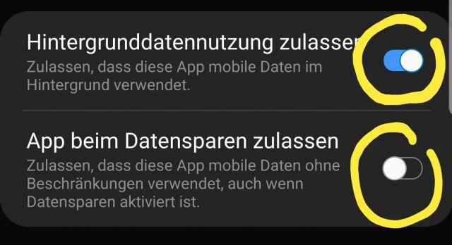 Hintergrunddatennutzung zulassen Samsung Galaxy S10