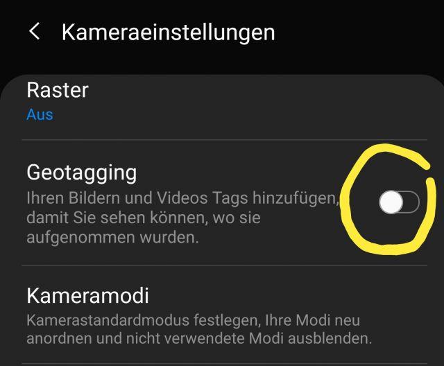 Geotagging aktivieren - Samsung Galaxy S9
