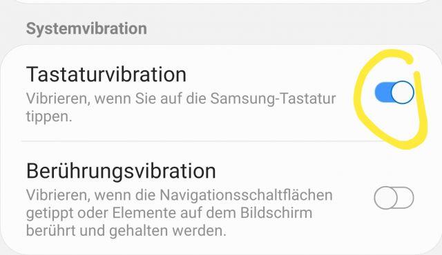 Samsung Galaxy S10 Vibration der Tastatur deaktivieren