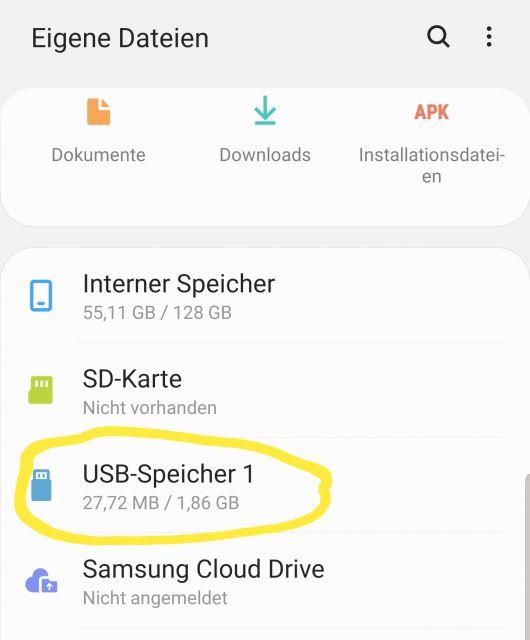 USB Stick im Dateimanager öffnen