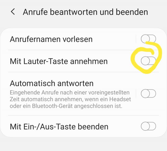 Samsung Galaxy S9 Anrufe annehmen mit Lautstärke-Taste