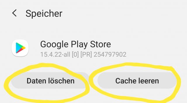Google Play Store Cache leeren