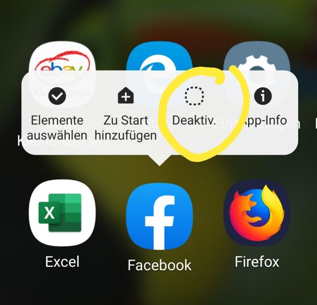 Deaktivieren von Apps
