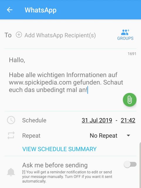 WhatsApp Nachrichten planen - So geht´s