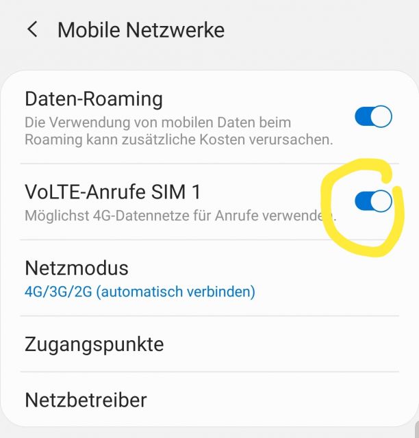 VoLTE aktivieren - Samsung Galaxy A52, A72