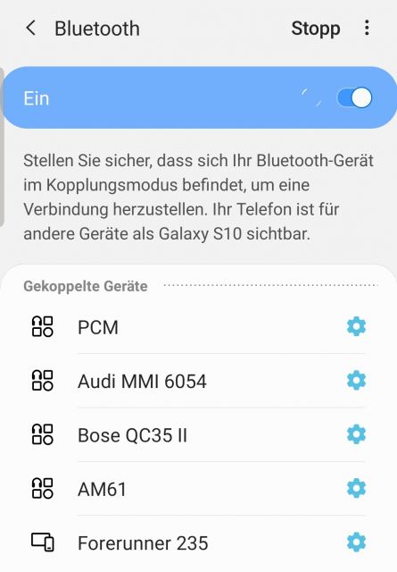 Bluetooth Übertragung Gekoppelte Geräte