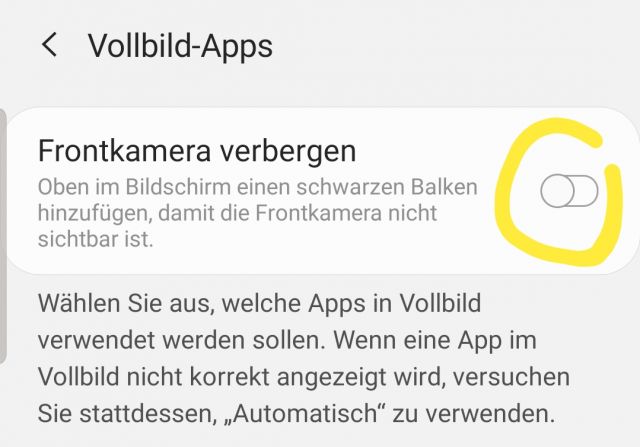 Frontkamera ausblenden - Notch verstecken