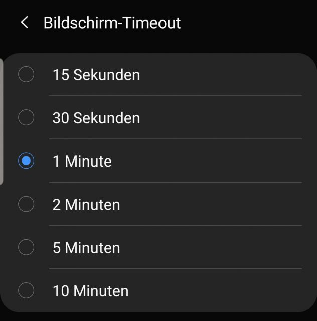 Sperrbildschirm Timeout einstellen