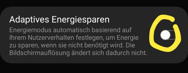 Adaptives Energiesparen deaktivieren