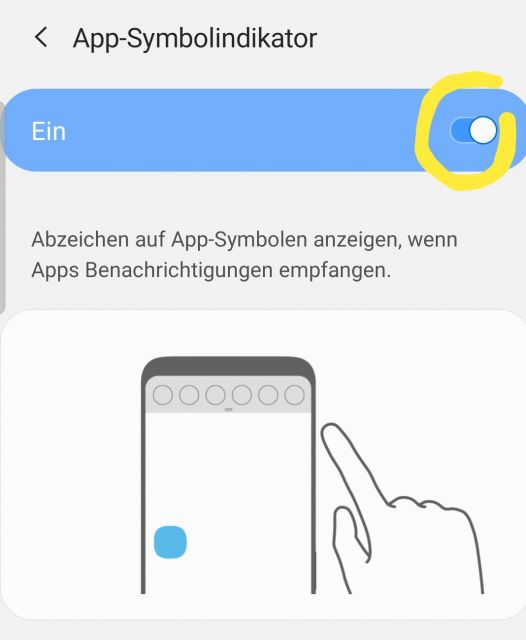 App Symbolindikator aktivieren