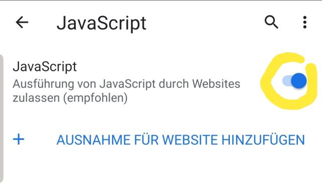 Javascript deaktivieren