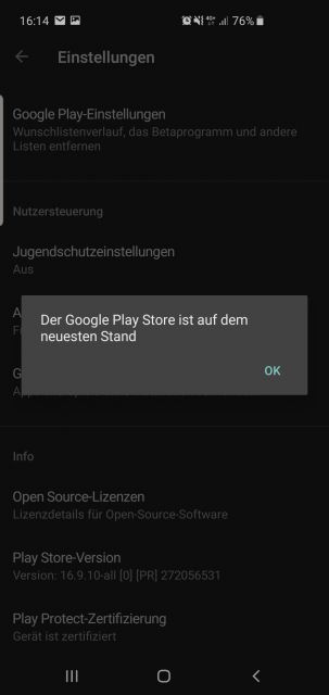 Google Play Store aktuelle Version