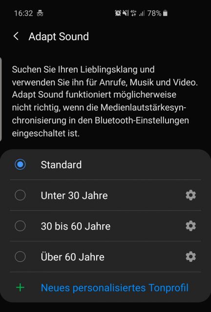 Tonprofil nach Alter wählen