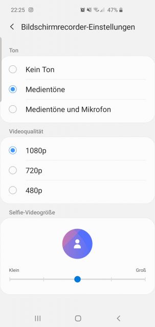 Bildschirmrekorder Android 10 Einstellungen