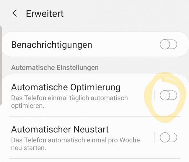 Automatische Optimierung aktivieren