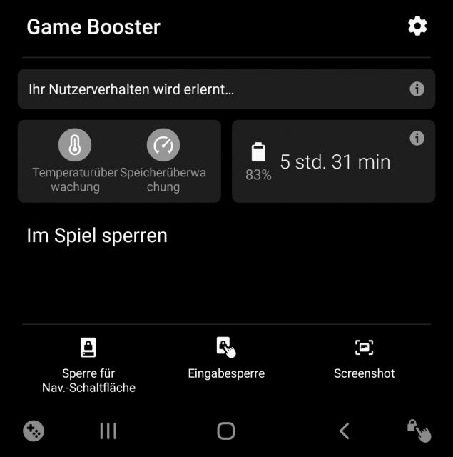 Automatische Bildschirmsperre aufheben Game Launcher