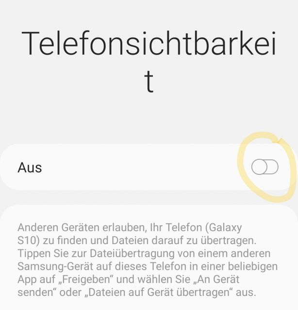 Telefonsichtbarkeit aktivieren - Samsung Galaxy
