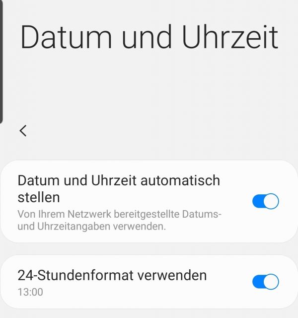 Automatische Uhrzeit aktivieren