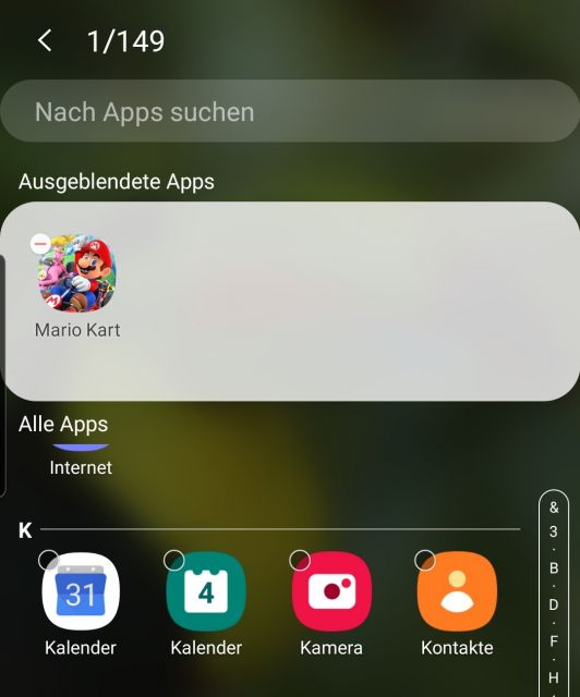 Einzelne App ausblenden