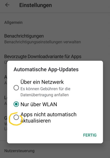 Auto Update Funktion Google Play Store deaktivieren