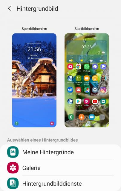 Samsung Oberfläche Homescreen/ SPerrbildschirm Hintergrund ändern