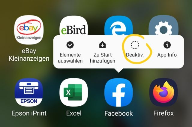 App deaktivieren