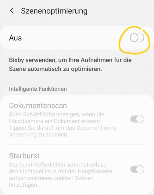 Szenenoptimierung aktivieren