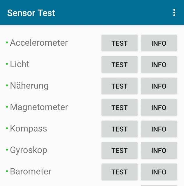 Sensor Test Übersicht