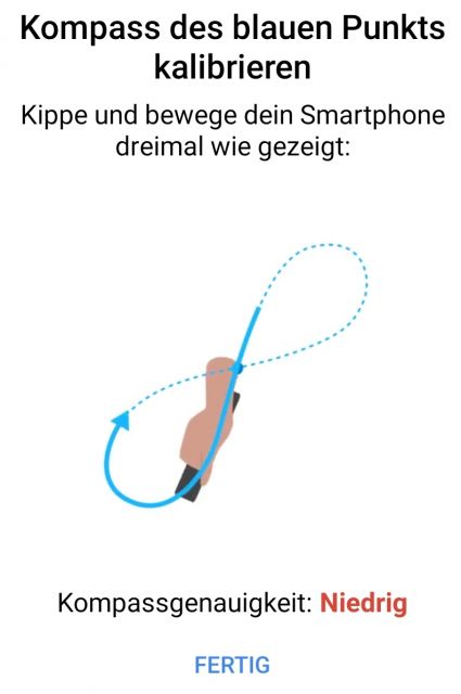 Kompass kalibrieren - Google Maps