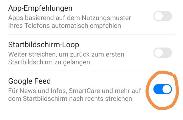 Google Feed deaktivieren