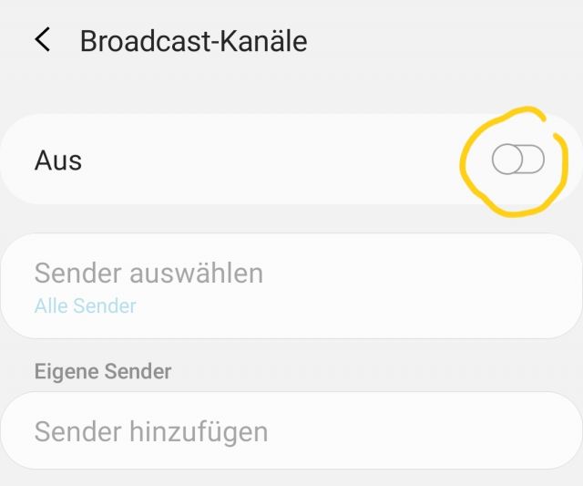 Cell Broadcast deaktivieren