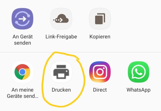 Ausdrucken über Teilen